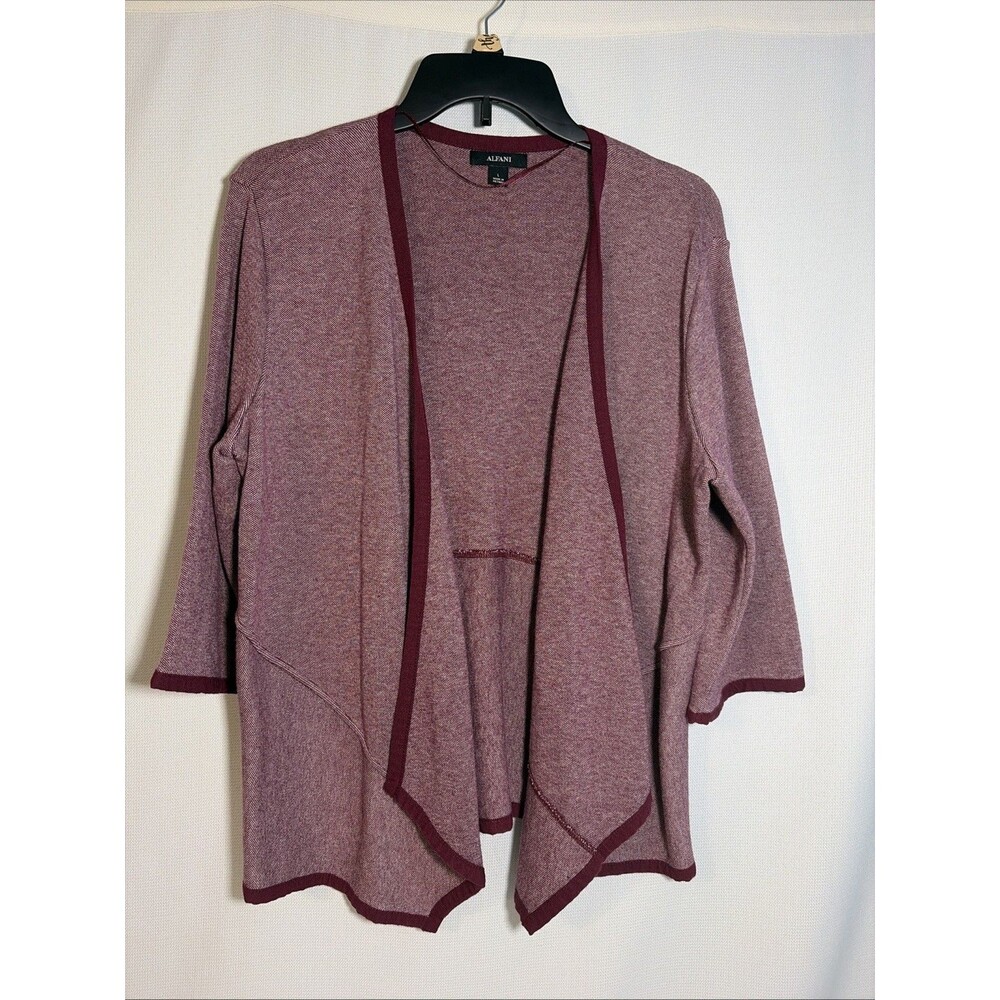 Alfani Women’s Large Burgundy Open Front Drape Cardigan